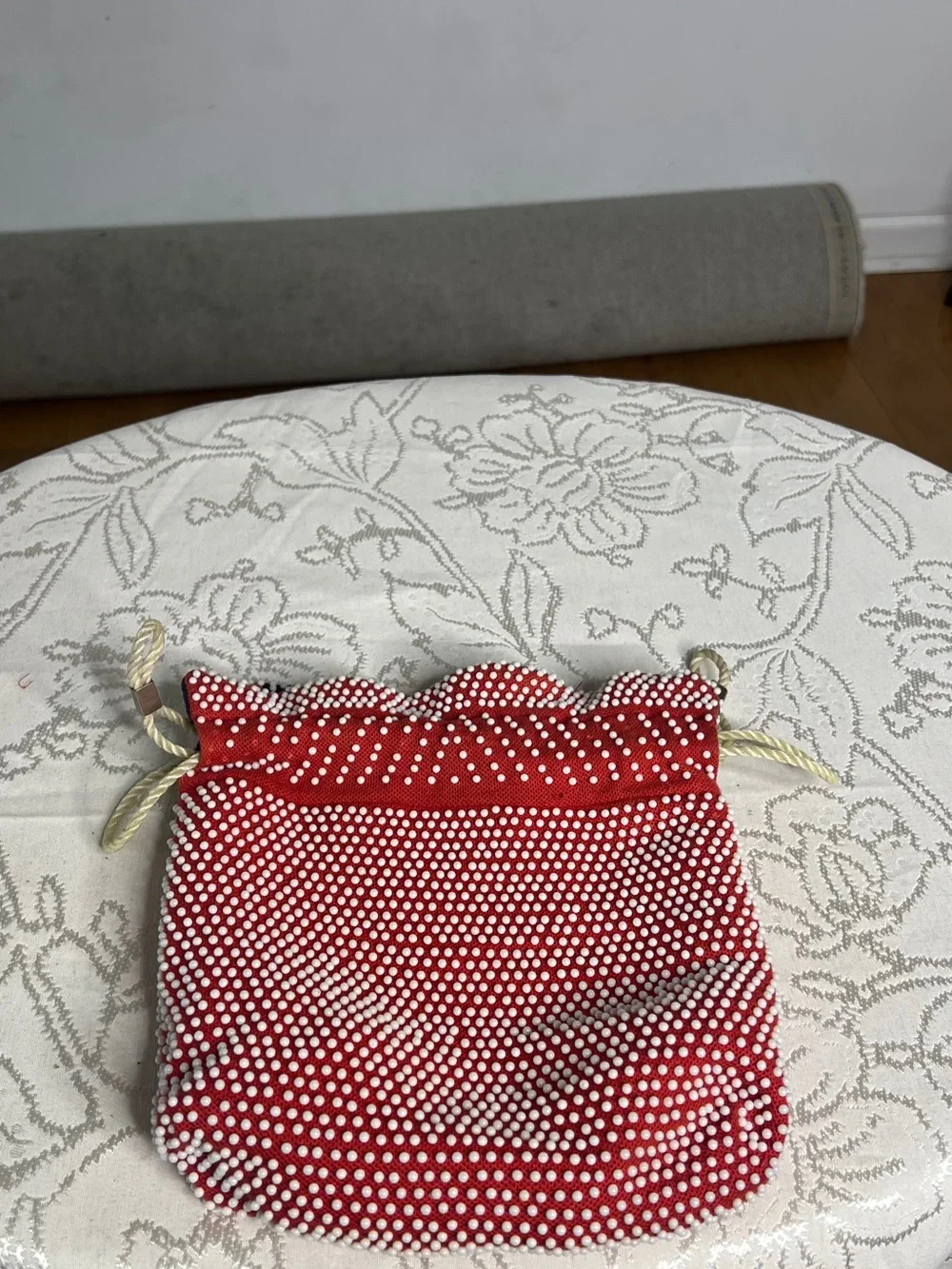 Vintage 1960s Beaded Drawstring Bag, fully reversible